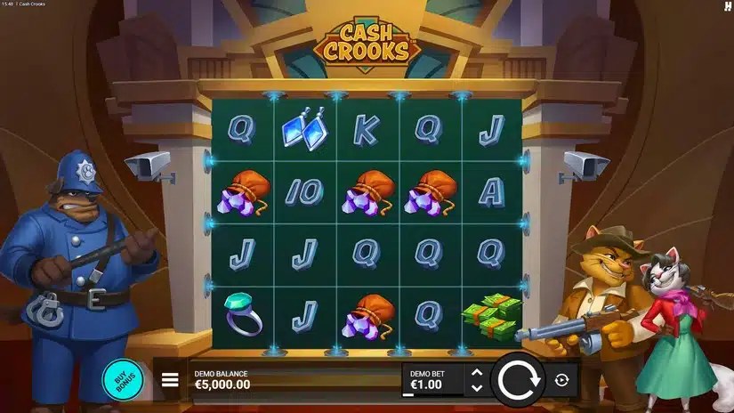 Cash Crooks demo gameplay with Betty, Clyve, and the bulldog officer